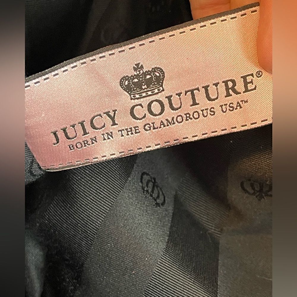Juicy Couture Y2K black Leather Trim large shoulder purse Tote with dust bag - Picture 13 of 14